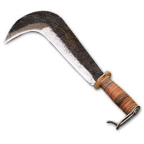 Roncola Forgiata A Mano Con Manico In Cuoio - PAPILLON 300 Mm - Prodotto Italiano 100%