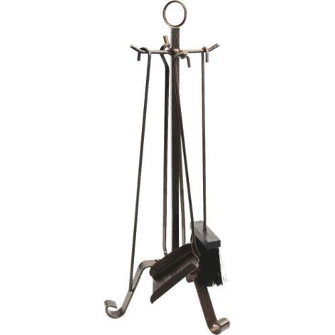 KIT ACCESSORI SET ATTREZZATURE PER CAMINO CAMINETTO STUFA IN FERRO BATTUTO 50039 (1/6)