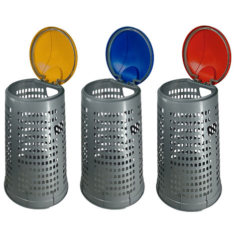Trespolo Bidone Tata Con Coperchio Rosso Per Raccolta Differenziata 38x80cm (1/8)