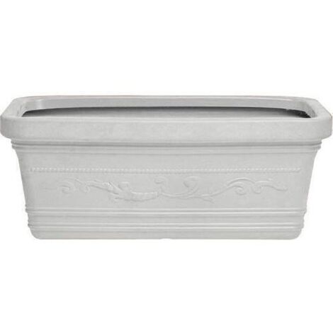 VASO RETTANGOLARE FESTONATO 60x32x28H cm BIANCO in Resina con doppio BORDO (1/4)