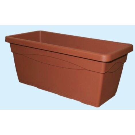 Vaso Rettangolare In Plastica Mod. Cassettone Colore Terracotta 100x40x38 Cm.
