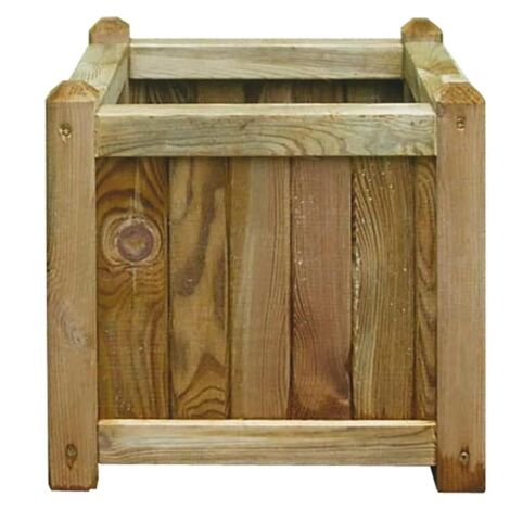 Fioriera Da Giardino Lasa In Legno Di Pino Impregnato Mod. Diamante 40X40Xh.40Cm (1/6)