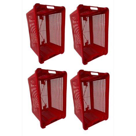 Cassa Cassetta agricola ortofrutta Salvaspazio 52x29x42H cm ROSSA FONDO FORATO 4 PEZZI