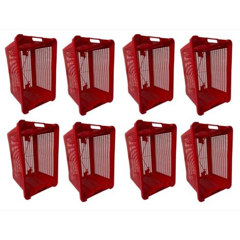 Cassa Cassetta agricola ortofrutta Salvaspazio 52x29x42H cm ROSSA FONDO FORATO 8 PEZZI