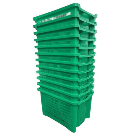 Cassa Cassetta agricola ortofrutta Salvaspazio 52x29x42H cm VERDE FONDO FORATO 12 PEZZI