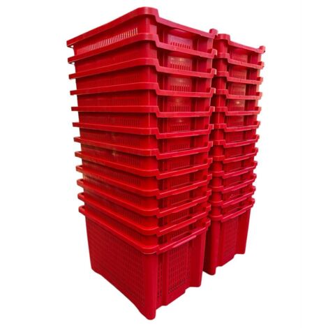 Cassa Cassetta agricola ortofrutta Salvaspazio 52x29x42H cm ROSSA FONDO CHIUSO 24 PEZZI