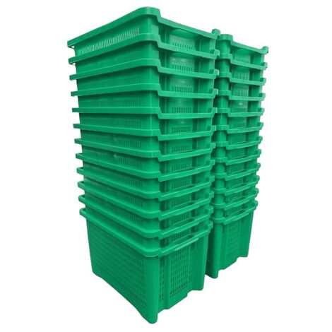 Cassa Cassetta agricola ortofrutta Salvaspazio 52x29x42H cm VERDE FONDO FORATO 24 PEZZI