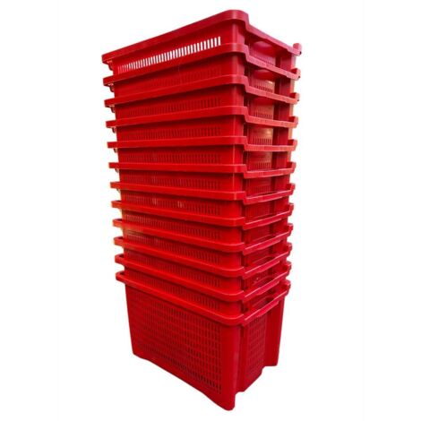 Cassa Cassetta agricola ortofrutta Salvaspazio 52x29x42H cm ROSSA FONDO FORATO 12 PEZZI