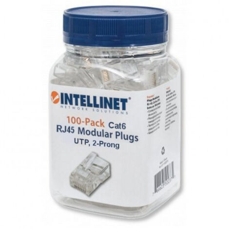 INTELLINET Confezione 100 Plug RJ45 UTP per categoria 6 Cavo Flessibile (1/3)