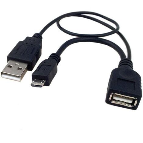 TECHLY Cavo USB A F 2.0 OTG Micro USB M con Alimentazione USB, 30cm Nero (1/5)