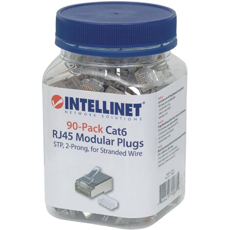 Intellinet Confezione da 90 Plug Modulari Cat6 RJ45 STP Trasparente in Acciaio Inossidabile (1/4)