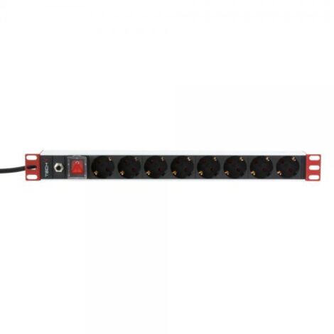 Techly Professional Multipresa per Rack 19'' 8 Uscite Spina Schuko
