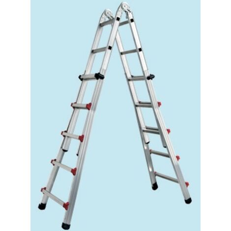 Scala Step Up telescopica piuma in alluminio gradini 6+6 h. max 6,12 mt