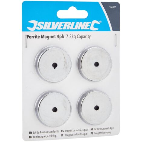 Silverline 106307 - Set di calamite in ferrite, 7,2 kg, 4 pz.