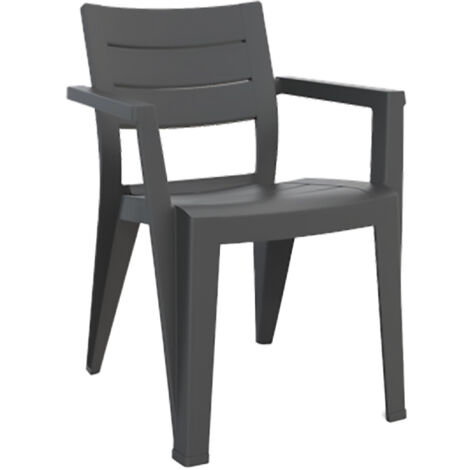 Keter – Sedia da giardino Julie in finitura liscia – Struttura in Rezolith grafite – Dimensioni 61,5x58,5x79h cm – Design lineare (1/10)