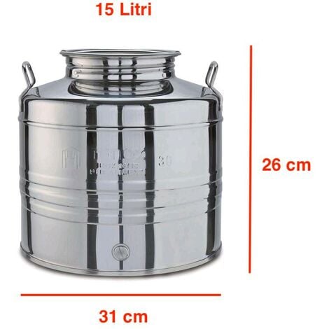 Contenitore in acciaio inox per olio di oliva olivari 30 litri