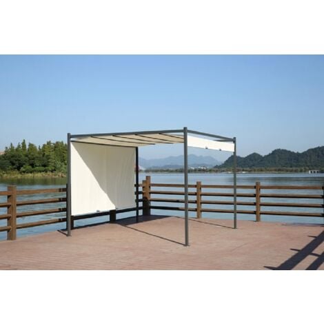 GAZEBO da Giardino in METALLO mod. PONTAL PAPILLON 300x300 cm Tetto Scorrevole