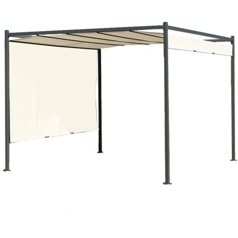 GAZEBO da Giardino in METALLO mod. PONTAL PAPILLON 300x300 cm Tetto Scorrevole