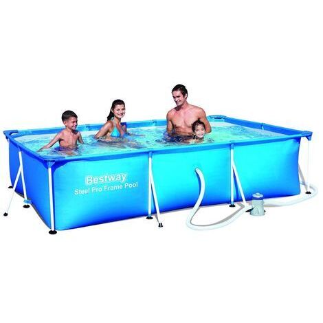 PISCINA RETTANGOLARE RIGIDA ALSERIO BESTWAY 300X201X66H CM. CON POMPA (1/2)