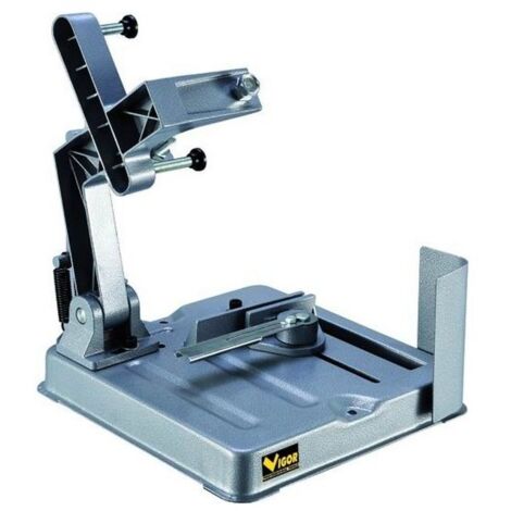 Vigor 5165010 Supporto Universale per Smerigliatrice 230 mm con Braccio a Molla di Ritorno Base in Acciaio 30x30 cm Struttura in Alluminio Apertura Morsetto 9,5 cm colore Nero