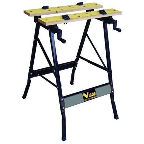 Vigor VBL-100 Banco da Lavoro Pieghevole Acciaio Richiudibile 56x62x76 cm 100 Kg 4 Morsetti colore Nero
