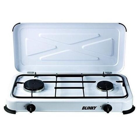 Vigor 9801002 Fornello a gas GPL 2 fuochi struttura acciaio verniciato griglia acciaio smaltato 58x33x9 cm