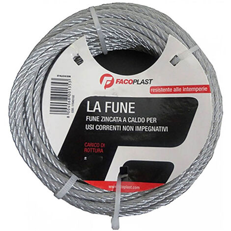 Fune In Acciaio Zincato 'Commerciale' Uso Interno  Mm   4 X Rt. 25 Mt - 54 Fili