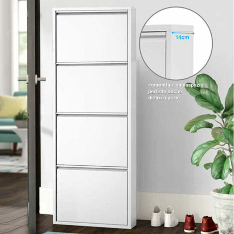 UEV Scarpiera Salvaspazio Slim in Legno, Scarpiera Ingresso Portascarpe