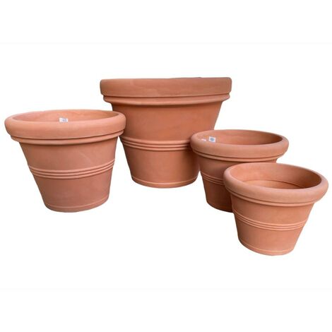 Vaso Da Fiori Standard Con Sottovaso In Plastica - Varie Misure E Colori (Terracotta, Marrone, Bianco) - 3
