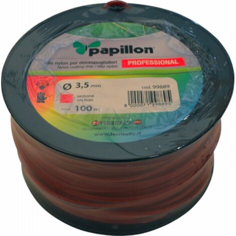 FILO NYLON per Decespugliatore PAPILLON QUADRO Profilo 3,5 mm Rotolo 100 metri (1/2)