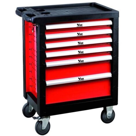 Vigor Blinky Carrello Portautensili Big Vuoto 6 Cassetti Acciaio Verniciato 4 Ruote con Freno 77x46x89 cm