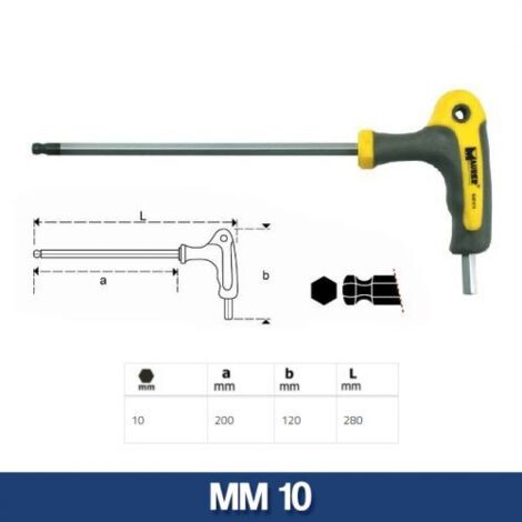 Chiave Maschio Esagonale a T 10 mm Lunghezza: 280 mm Maurer Plus (1/2)