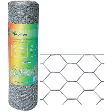 Rete Papillon Farm Tripla 13X2Mm H100 Cm 25Mt Zincata Recinzione Animali 100 CM 0,7 mm 13x2 mm