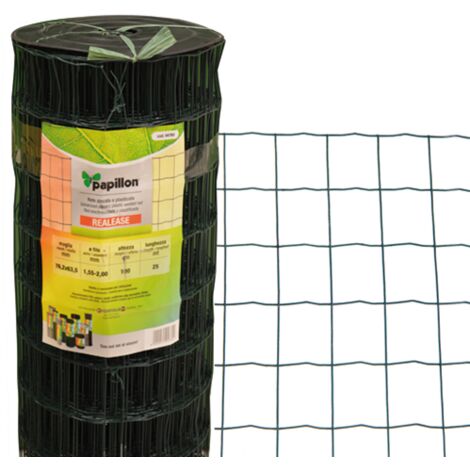 RETE Zincata finitura PVC PAPILLON elettrosaldata 76X63 H150 25MT PLASTICATA SGS (1/2)