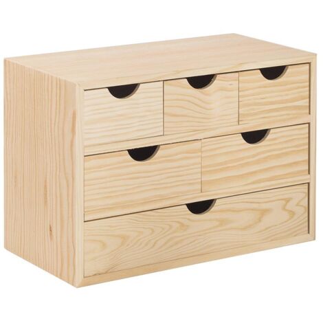 Cassettiera in legno massiccio con 6 cassetti 40x20xh28 cm – Contenitore multiuso per spazi ridotti – Prodotto già montato – Astigarraga (1/4)