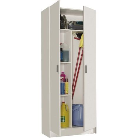 KIT ARMADIO 2 ANTE 3 RIPIANI LINEA MULTIUSO SLIM 73X37XH180 CM BIANCO (01362) (1/5)