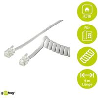 Cavo Telefonico A Spirale RJ9 4P4C - Nero, Lunghezze 2m/3m/5m