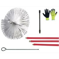 Kit Spazzacamino Pulizia Canne Fumarie 12 Metri con Scovolo in Acciaio 35 cm  con Guanti in