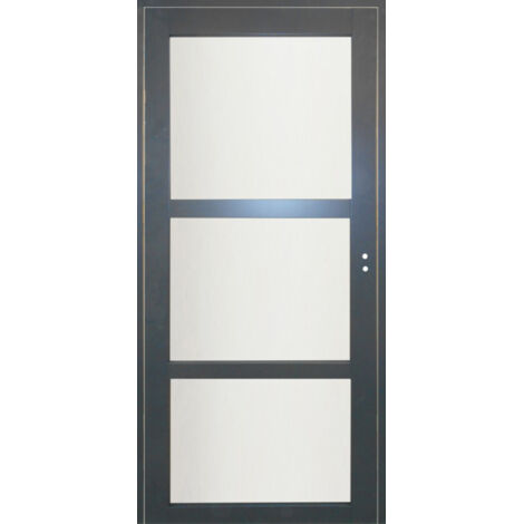 Bloc Porta Blakeria Grigio Antracite Vetrata H204 x L73 cm Lato Tavolo P. sinistra GD MENUISERIES