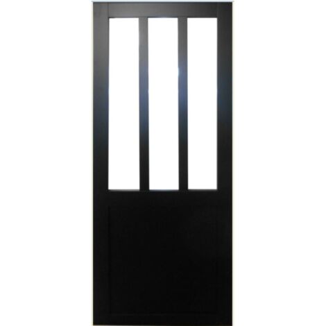 Officina per porte scorrevoli Vetro trasparente Panno nero H.204 x L.83