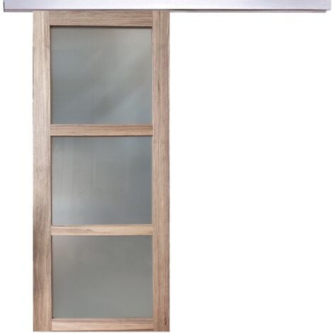 Porta Scorrevole in Vetro Frake H204 x L83 + binario in alluminio e 2 gusci