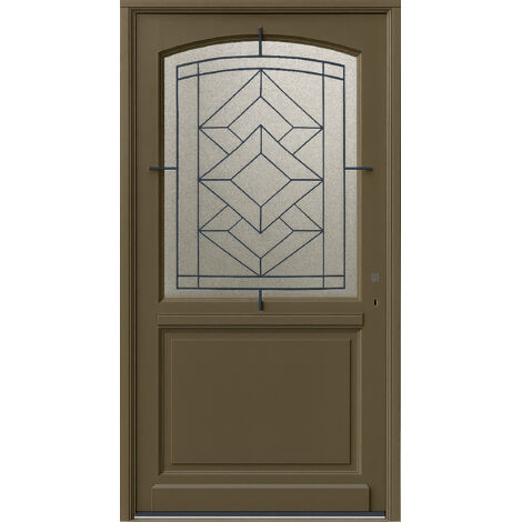 Porta d'ingresso in legno smaltato, Elsie, Verde RAL7002, H.215xl.90 p.sx Dimensione tavolo