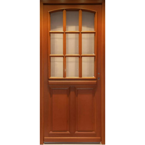 Porta d'ingresso in legno con vetrata Agatha, H.215xL.90 cm, lato tavolo P. sinistra, GD MENUISERIES
