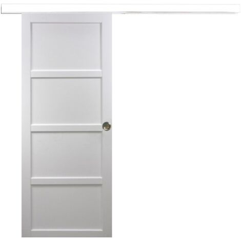Porta scorrevole Tamera bianca larghezza 63 con binario in alluminio bianca + 2 gusci installati (1/5)