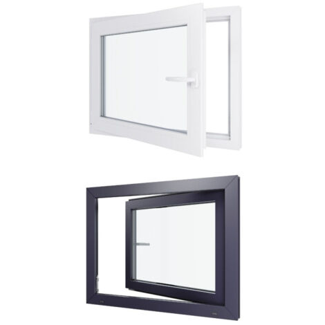 Fenêtre PVC bicolore - Triple vitrage - Tirant Gauche - Blanc et Anthracite - LxH : 900 mm x 800 mm (1/5)