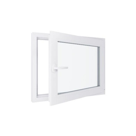 Fenêtre PVC - Triple vitrage - Tirant Droite - Blanc - LxH : 900 mm x 800 mm (1/5)