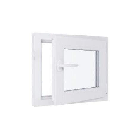 Fenêtre PVC - Triple vitrage - Tirant Droite - Blanc - LxH : 600 mm x 500 mm (1/5)