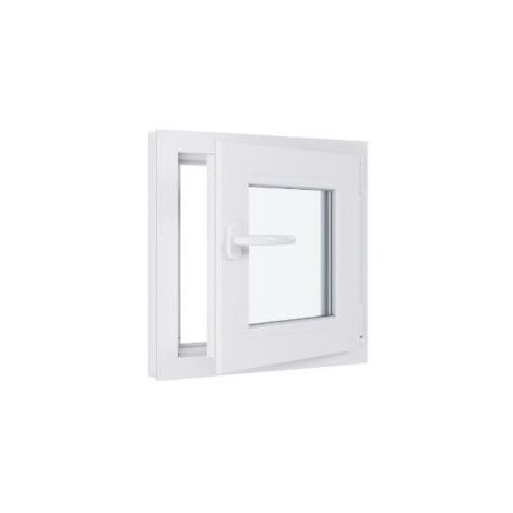 Fenêtre PVC - Triple vitrage - Tirant Droite - Blanc - LxH : 500 mm x 500 mm (1/5)