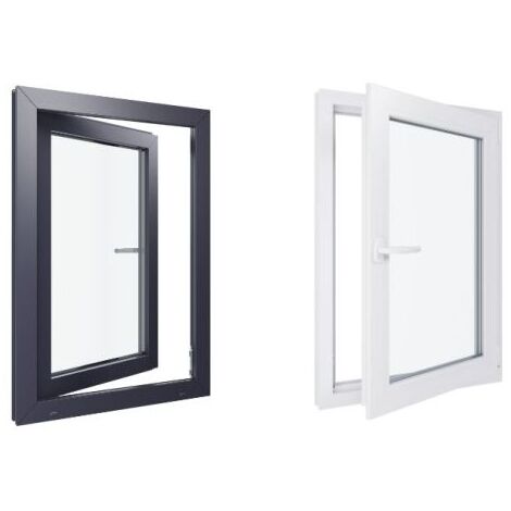 Fenêtre PVC bicolore - Triple vitrage - Tirant Droite - Blanc et Anthracite - LxH : (1/5)