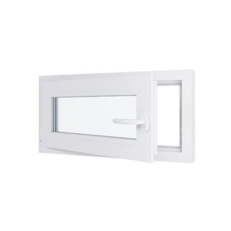 Fenêtre PVC - Triple vitrage - Tirant Gauche - Blanc - LxH : 800 mm x 400 mm